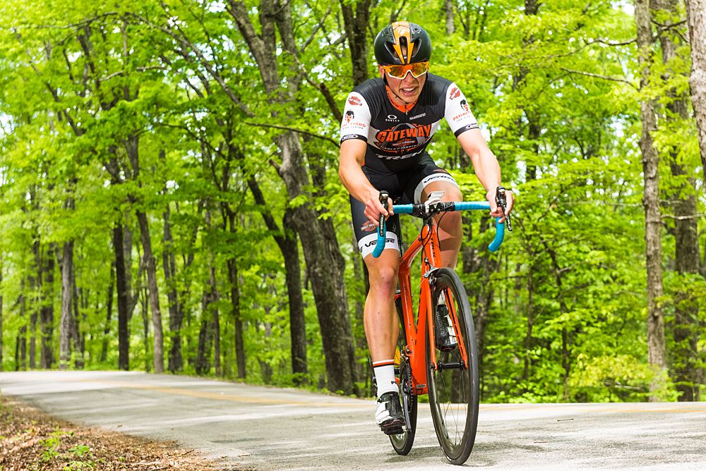 George Simpson (Gateway Harley-Davidson Trek U25 Cycling Team (USA) makes his way up the switchback section of the course.
