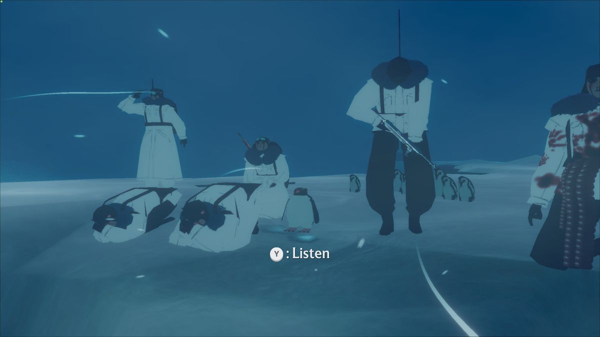 Penguin looking toward camera alongside crazy nazis
