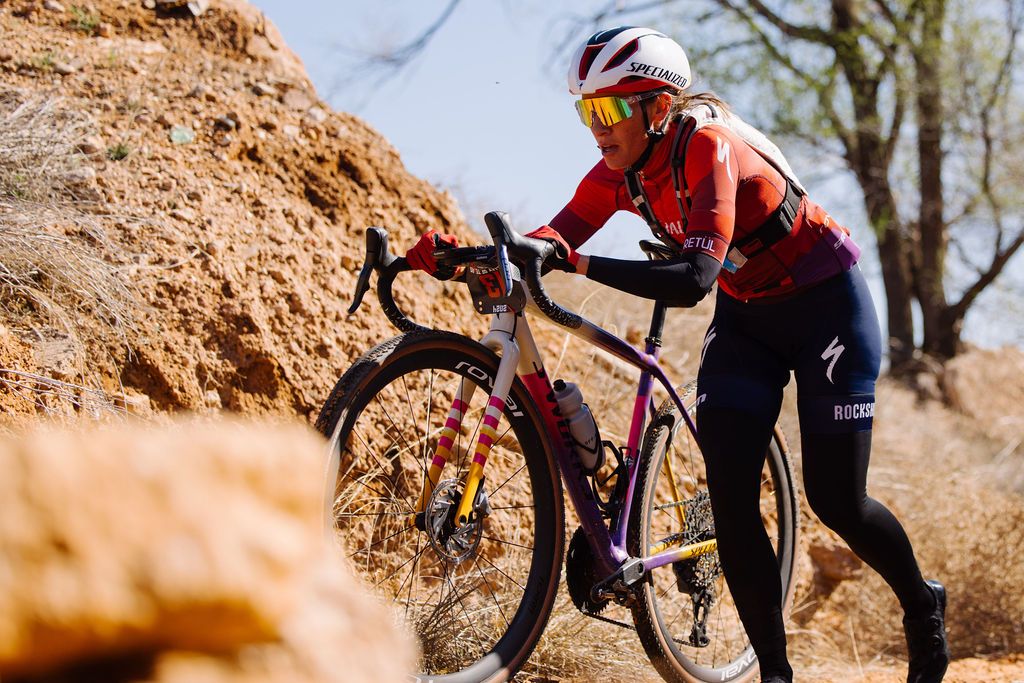 Sofia Gomez Villafa&ntilde;e runs through sand section of Valley of Tears