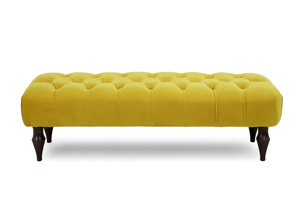 Joules windsor long stool in yellow velvet