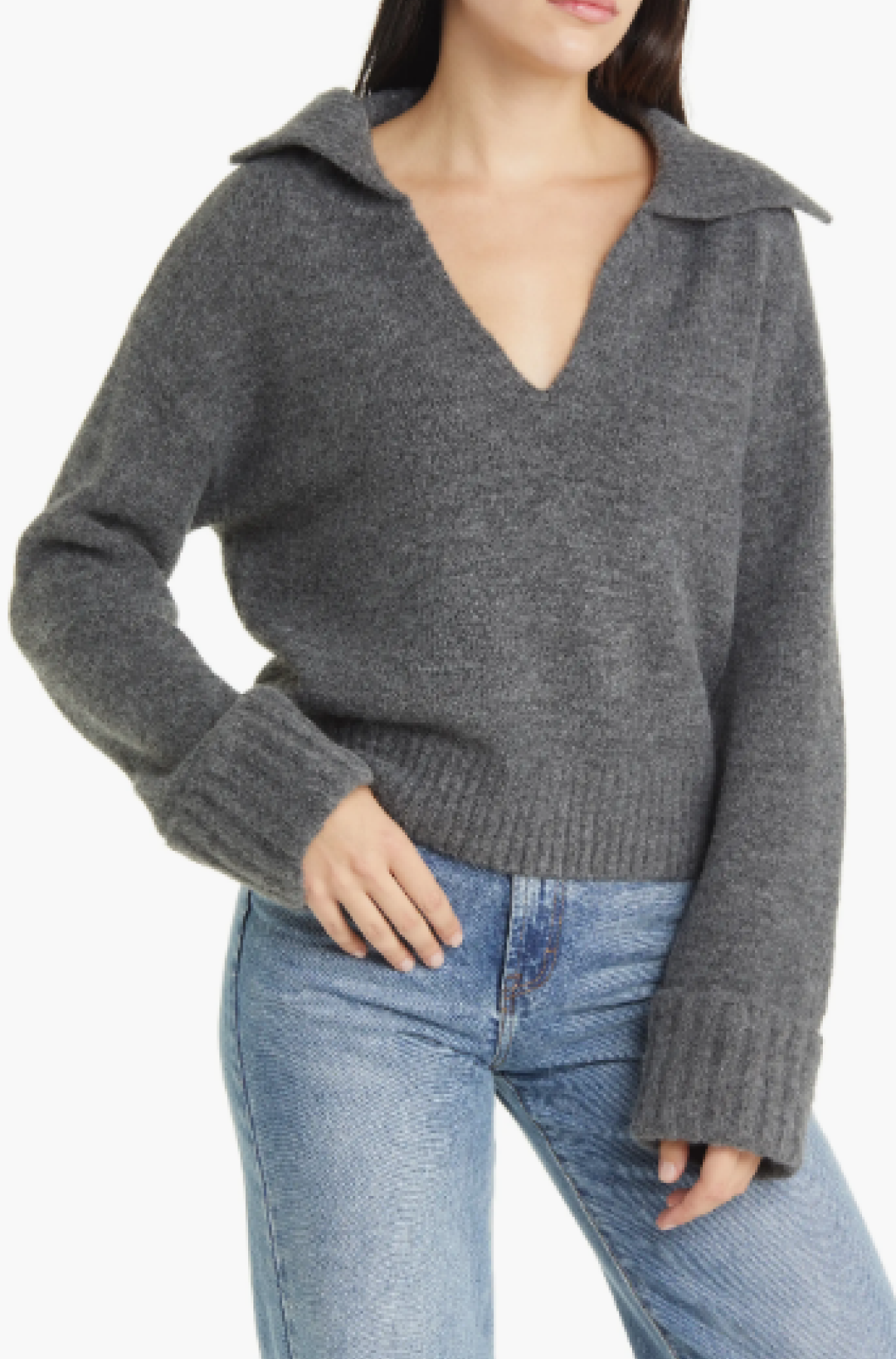 Treasure & Bond Oversize Johnny Collar Sweater
