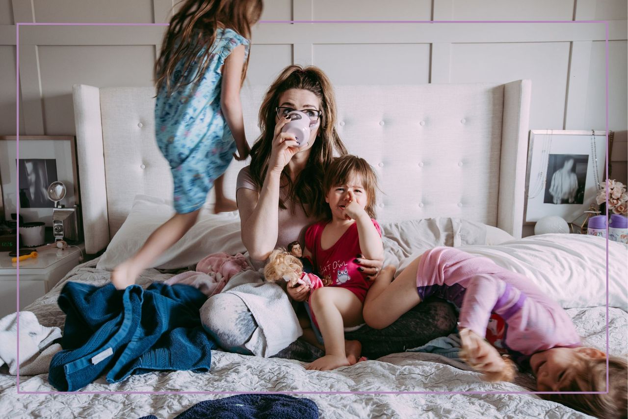 mum with kids on bed