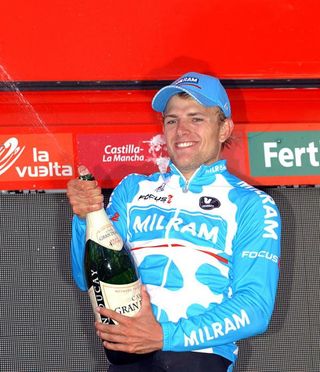 Germany's Gerald Ciolek (Milram) celebrates his win in Emmen, Netherlands.