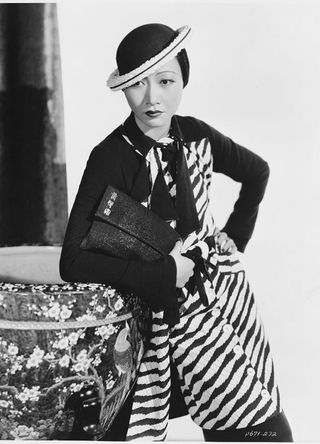 Anna May Wong in bold monochrome dress