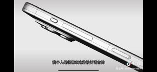 CAD image of alleged iPhone 15 Pro design showing a new button replacing the mute switch