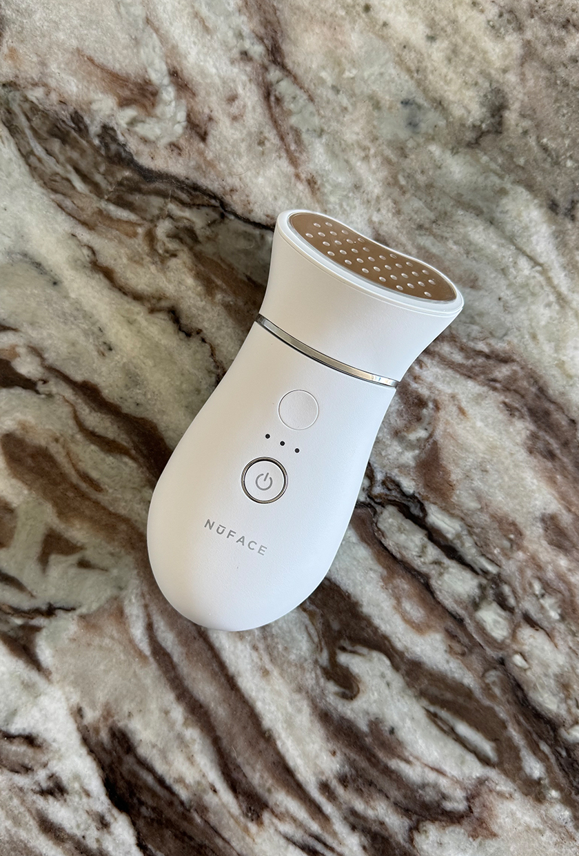 NuFace Trinity LED attachment head on a marble table