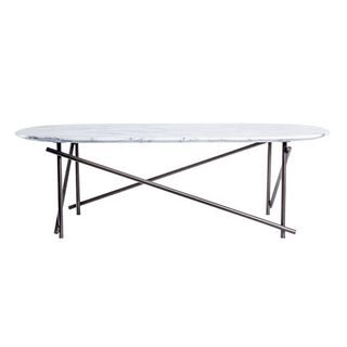 White marble coffee table with bronze legs