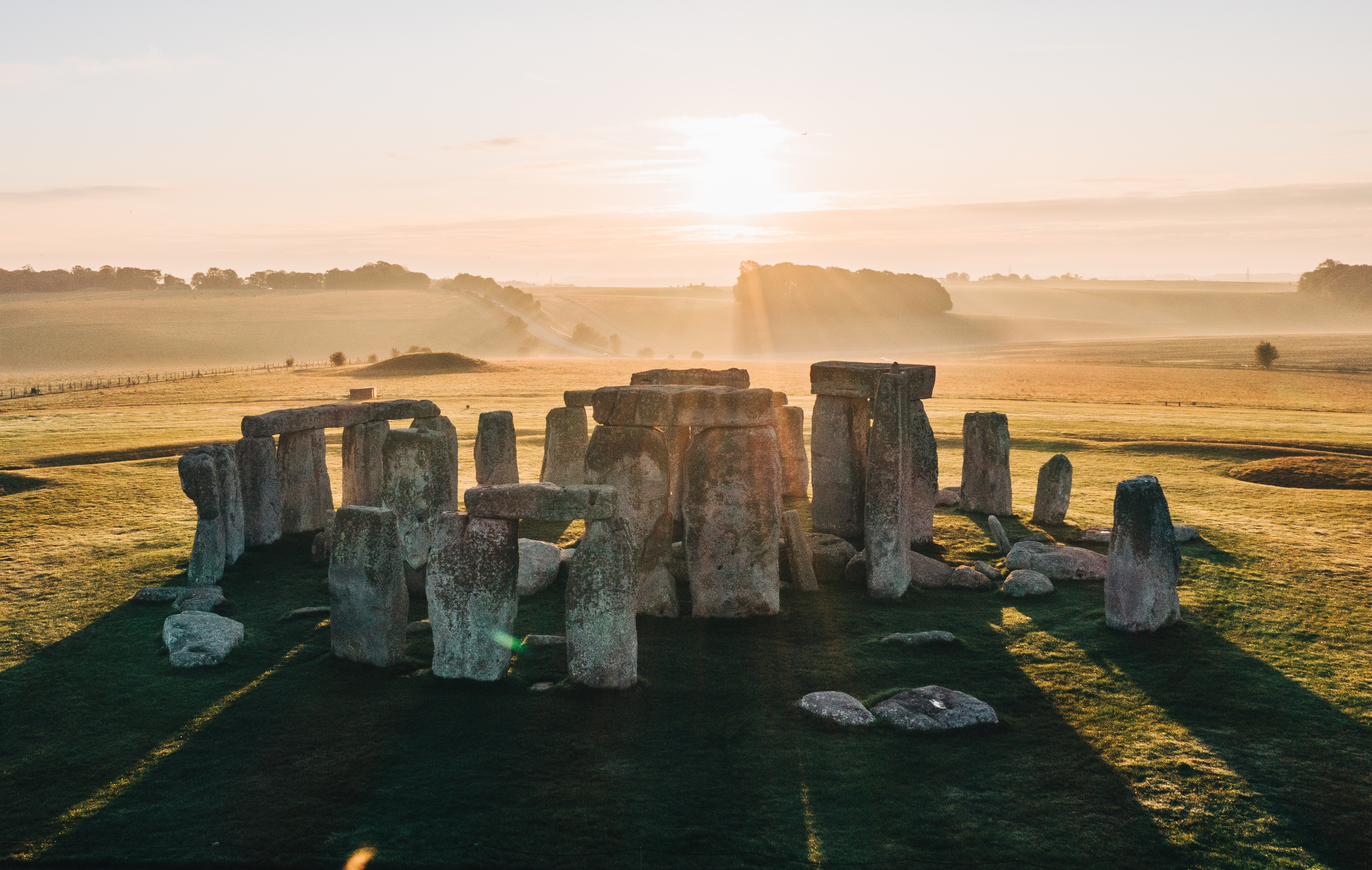 Ancient stone circle at sunrise 