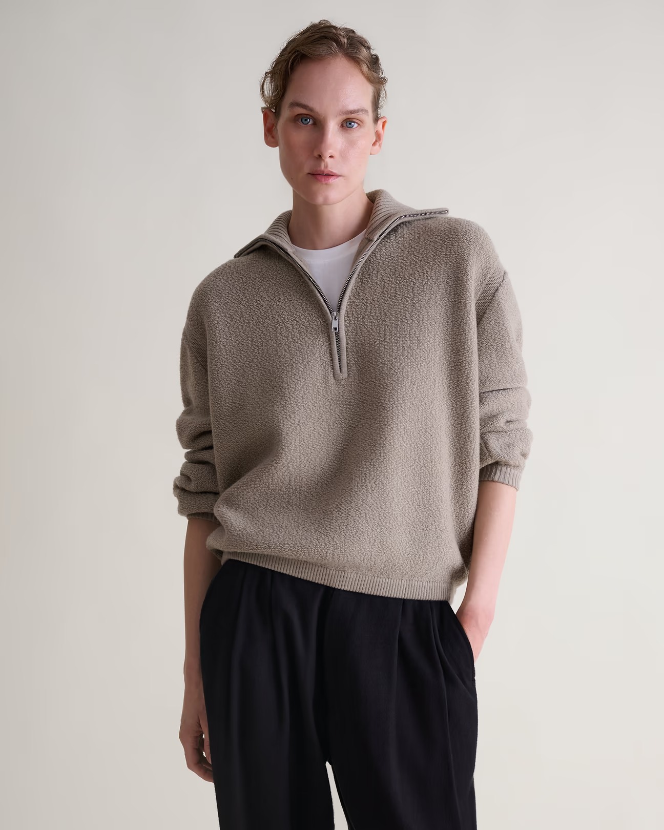 Rise &amp;amp; Fall, Women's Merino Wool Loop Knit Funnel Neck Jumper