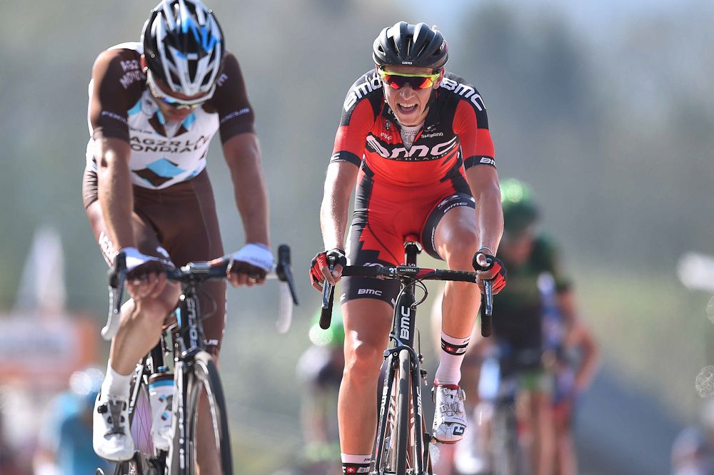 Dylan Teuns (BMC) finishes.
