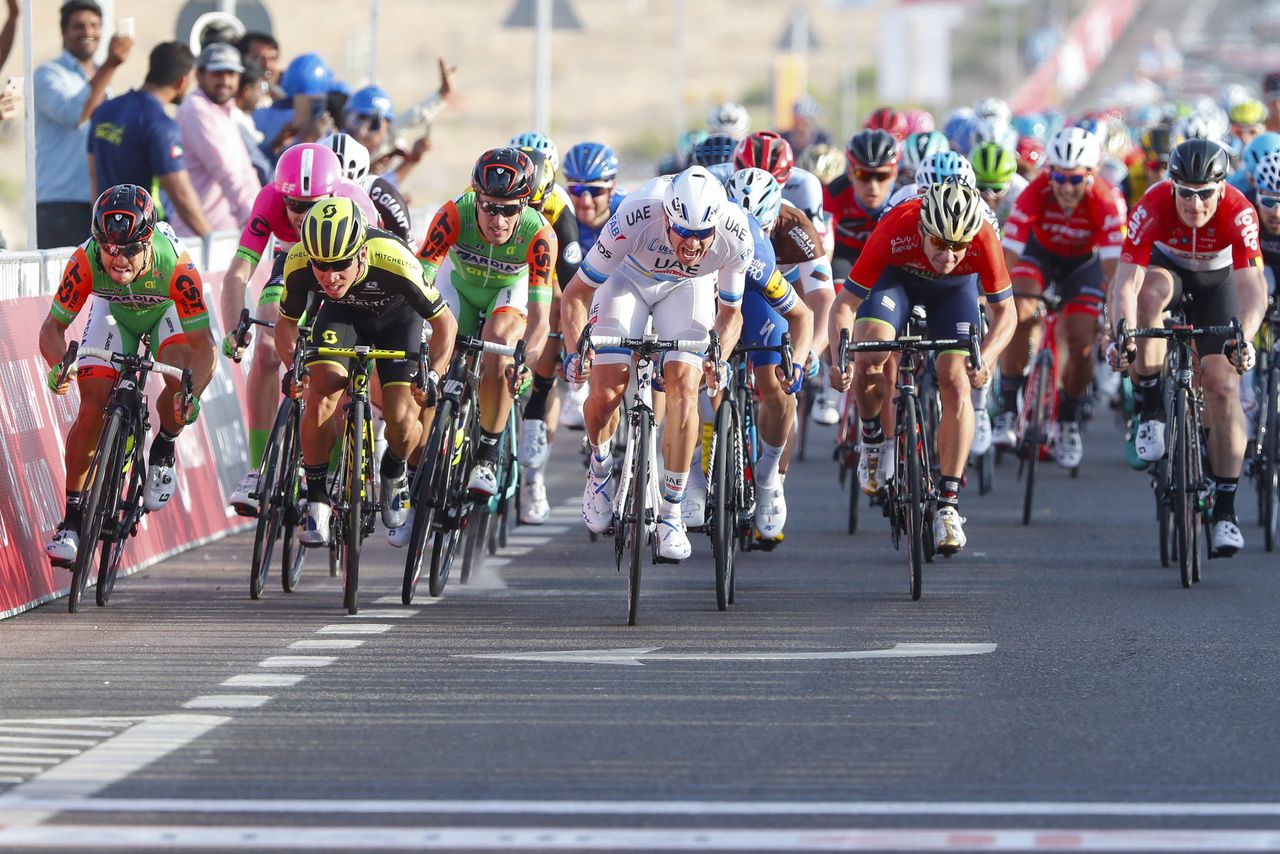 Alexander Kristoff (UAE Team Emirates) kicks hard