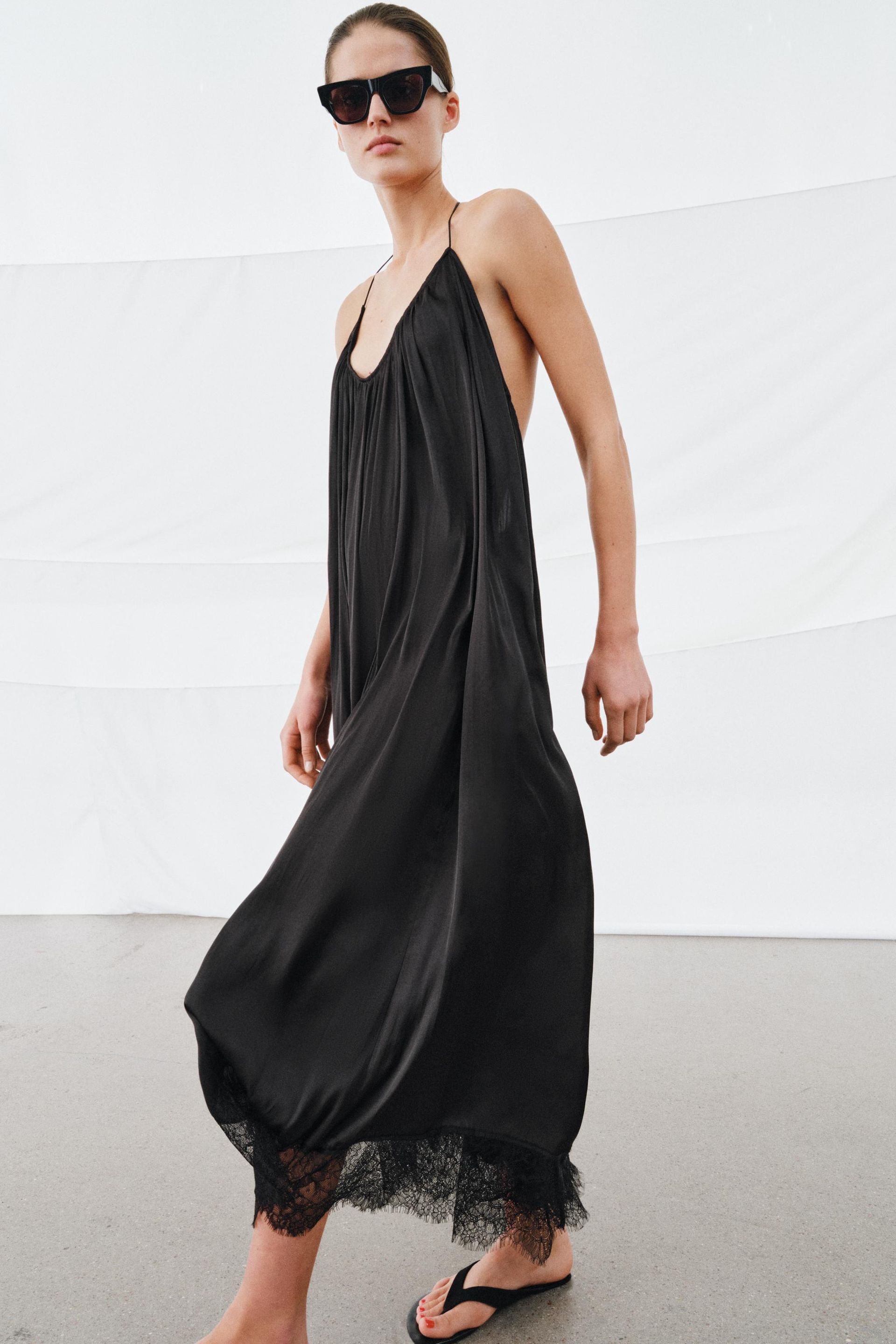 Zw Collection Lace Satin Halter Dress