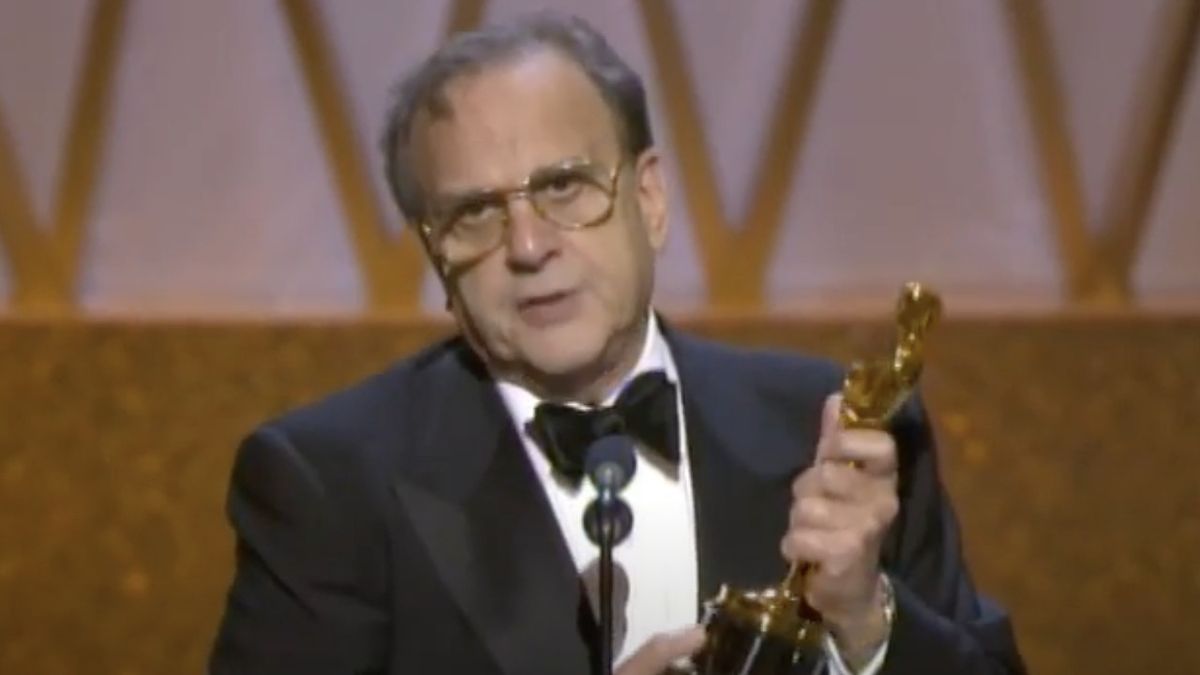 Ronald Harwood accepts an Oscar at the Academy Awards