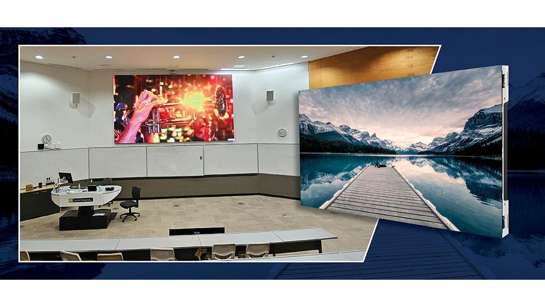 Daktronics New Flip-Chip COB LED Technology in a conference room.