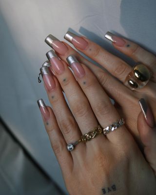 @imarninails silver French tips