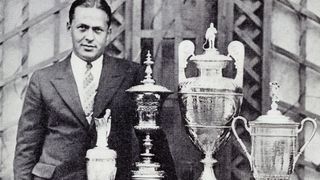 Bobby Jones with the four Major trophies after his 1939 Grand Slam