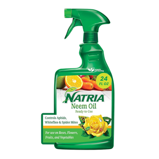 A spray bottle of garden-use neem oil