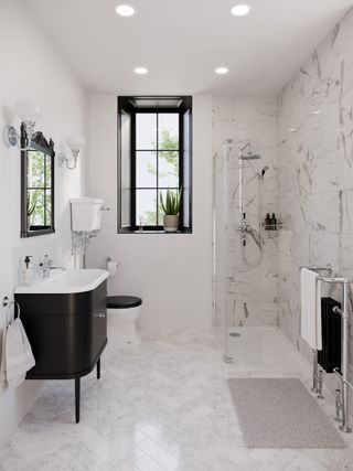 Black and shop white shower