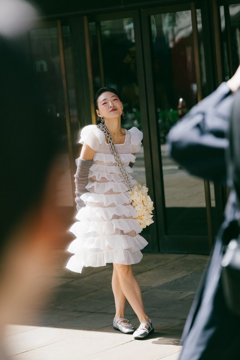 @sarahellentreacher shows a fashion week attendee in Puma Speedcat ballet flats