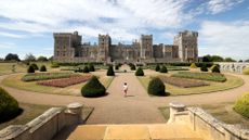 Visitors look around Windsor Castle's East Terrace Garden as it prepares to open to the public at Windsor Castle on August 05, 2020 in Windsor, England. This is the first time in over forty years the gardens have been open to the public. 