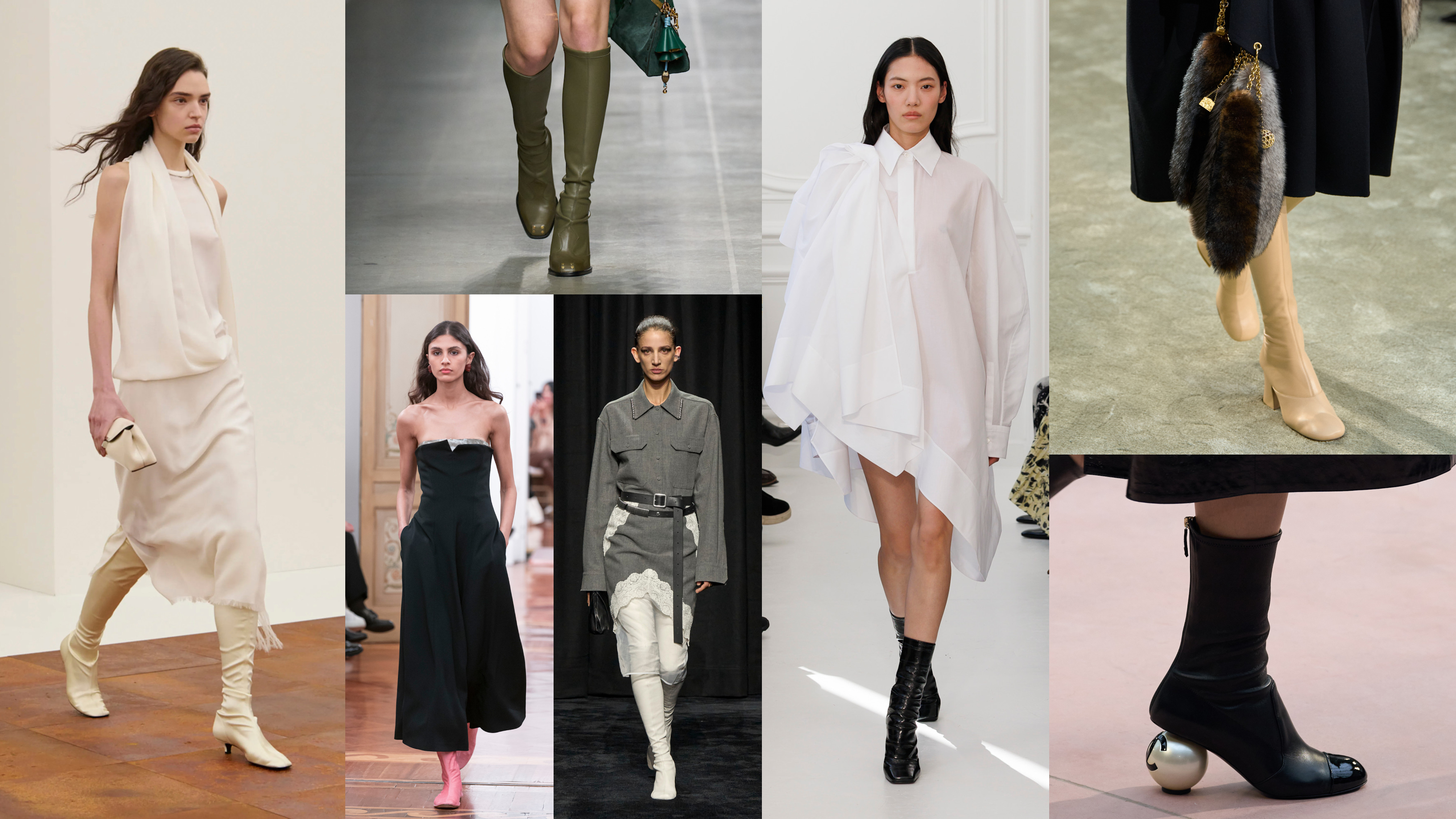 the sock boot trend at Toteme, Etro, Alberta Ferretti, Jil Sander, Givenchy, Chlo&amp;eacute;, and Chanel Fall 2025 runways