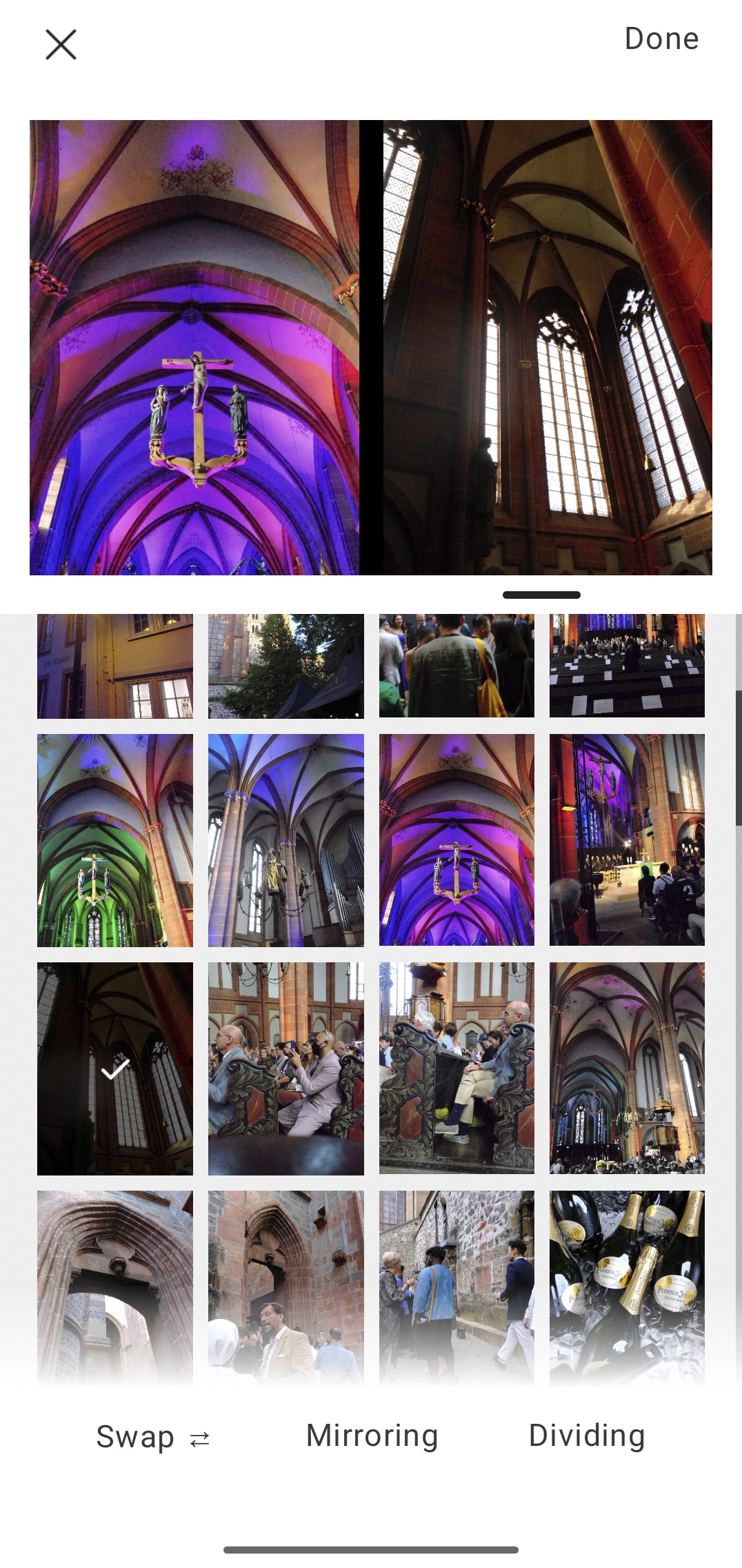 Fujifilm X half app UI, developing film, contact sheet, image gallery