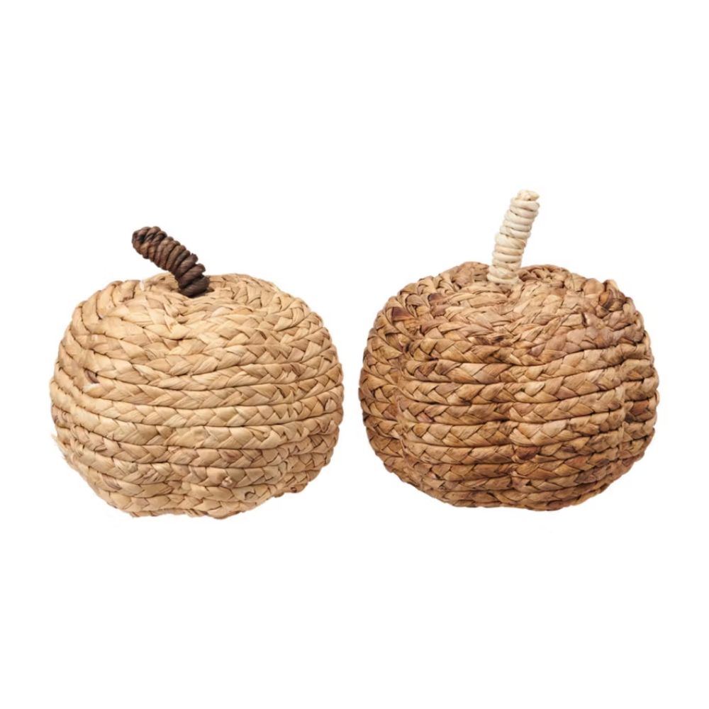 2 Pack Woven Pumpkins - Braided Cattail