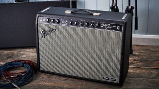 A Fender Tone Master Deluxe Reverb modeling combo amp