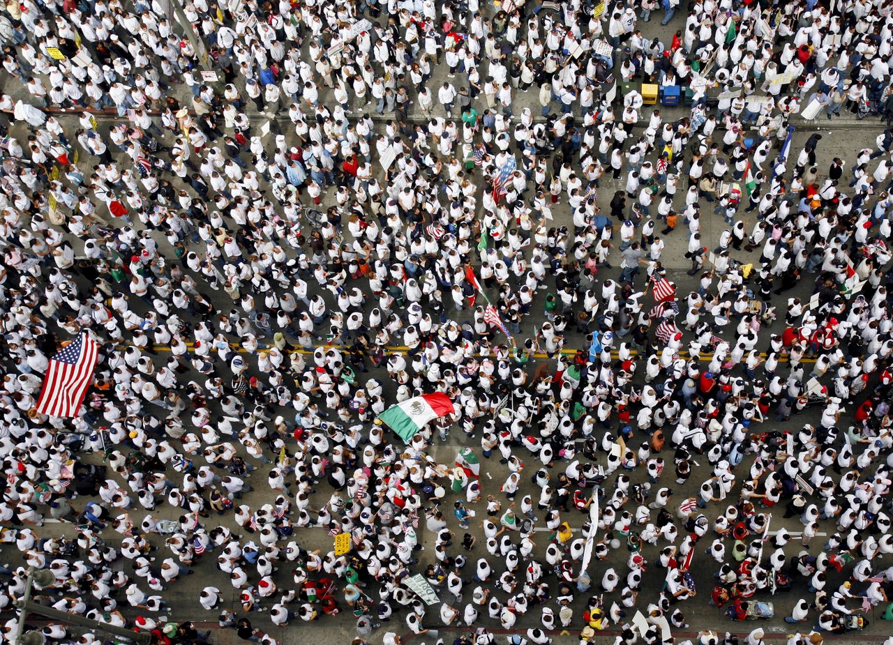 An immigration rally. 