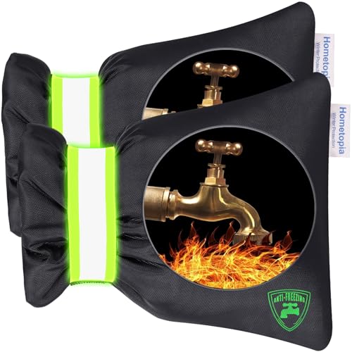 2pack Outdoor Faucet Covers for Winter - Pro 6.7&quot; W X 8.3&quot; H Outdoor Water Faucet Cover Socks for Winter Freeze Protection Pipe Insulation Reusable Waterproof Insulated Spigot Backflow Cover,black