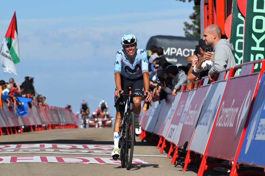 Enric Mas (Movistar) finishes stage 19 of the Vuelta a Espana