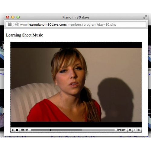 LearnPianoin30Days.com image: There are 30 video lessons for each day within the program.
