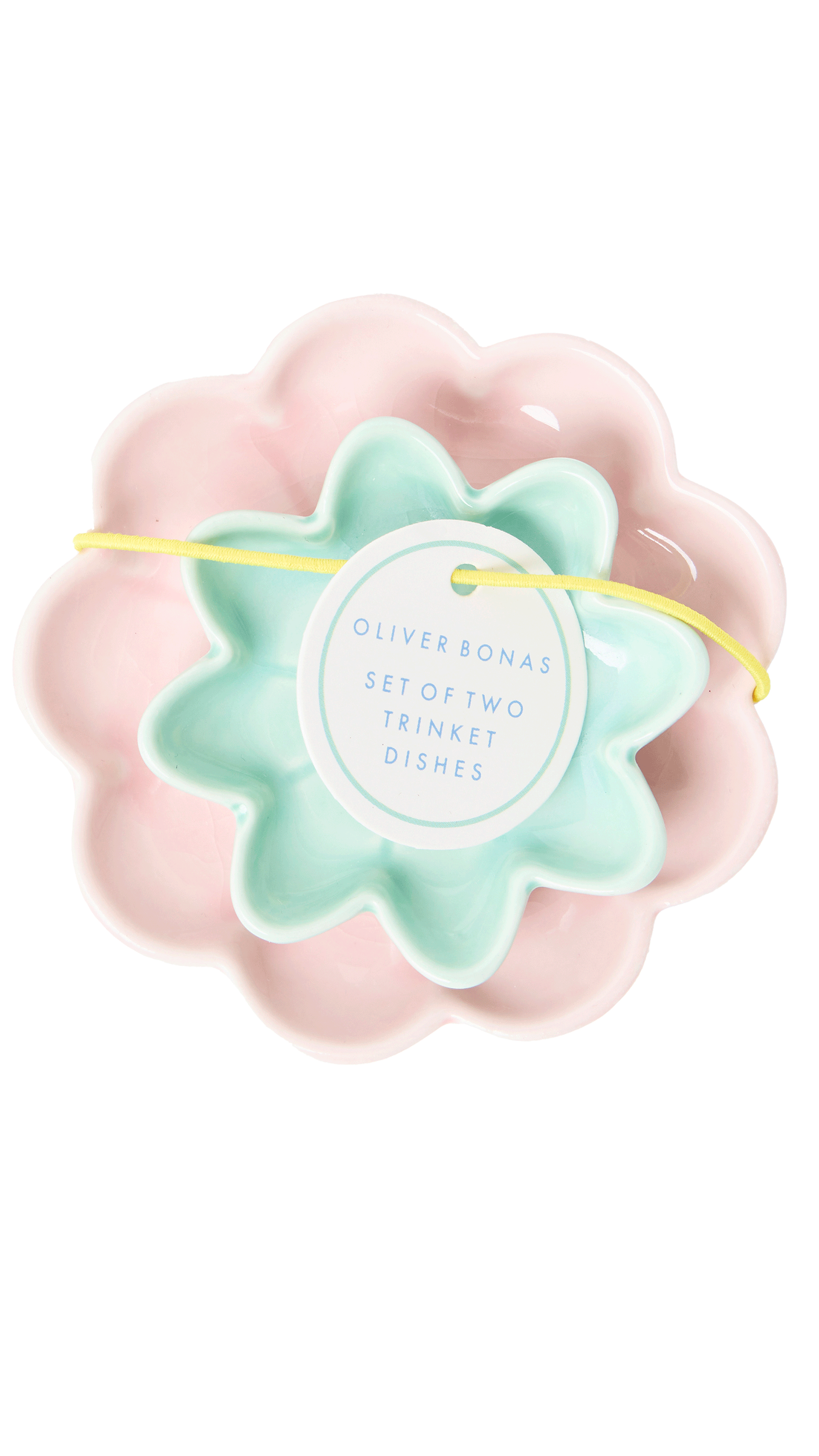 Pink & Blue Flower Trinket Dishes Set of Two