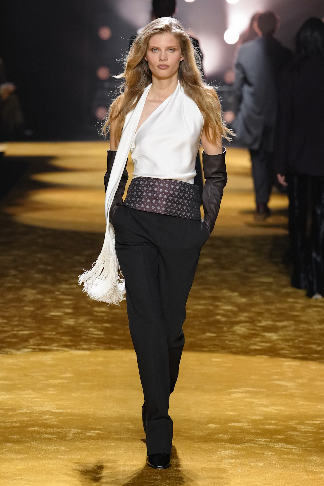 Model walks the Hugo Boss autumn/winter 2026 runway.