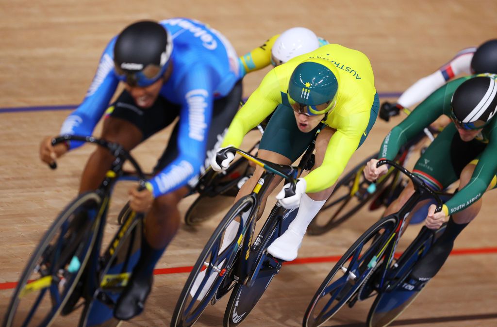 IZU JAPAN AUGUST 07 Matthew Glaetzer of Team Australia competes during the Mens Keirin repechages heat 4 of the track cycling on day filthen of the Tokyo 2020 Olympic Games at Izu Velodrome on August 07 2021 in Izu Shizuoka Japan Photo by Tim de WaeleGetty Images