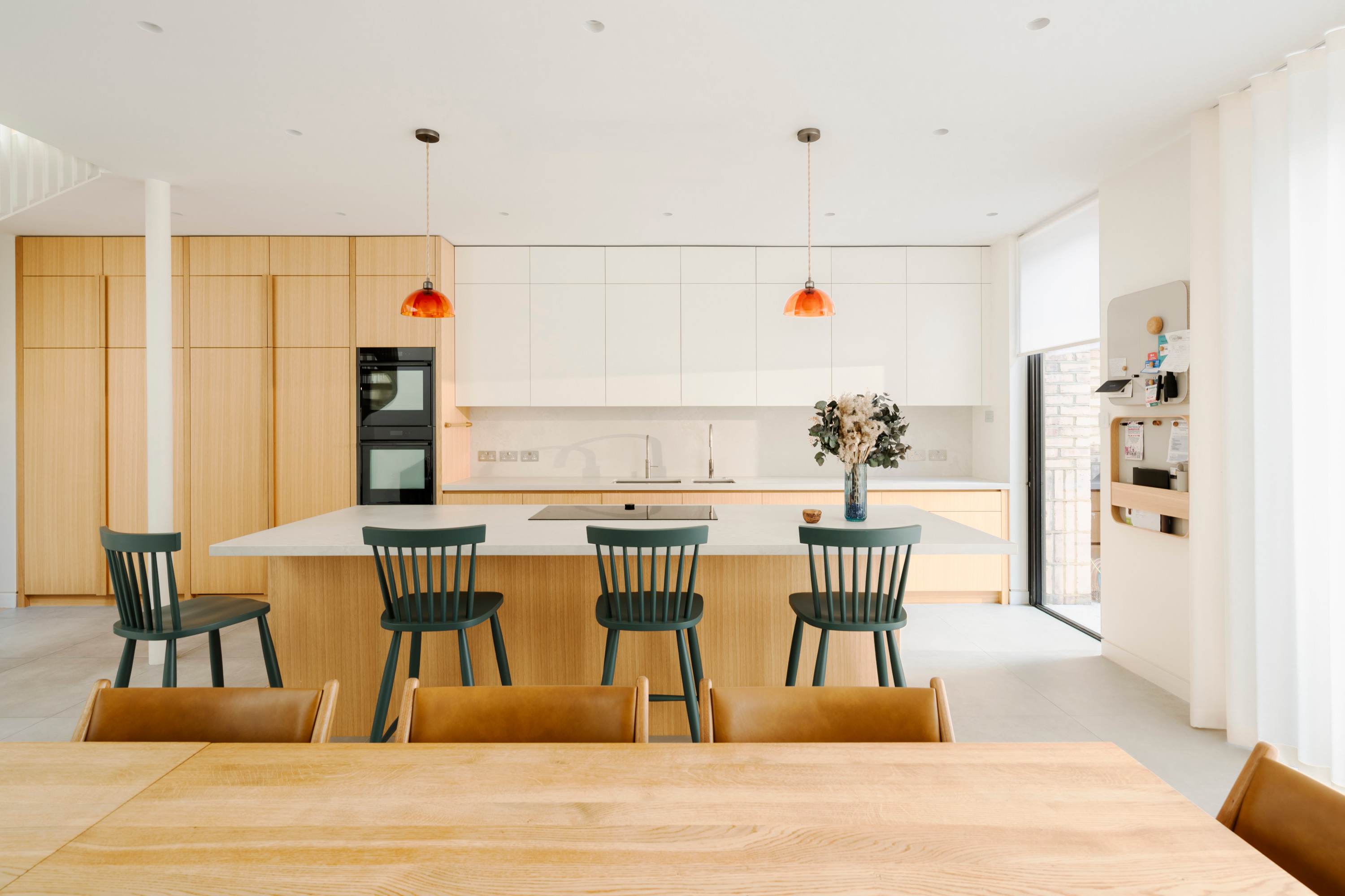 The new kitchen is located in the former basement