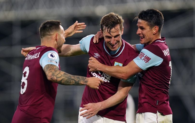 Chris Wood celebrates with Josh Brownhill and Ashley Westwood