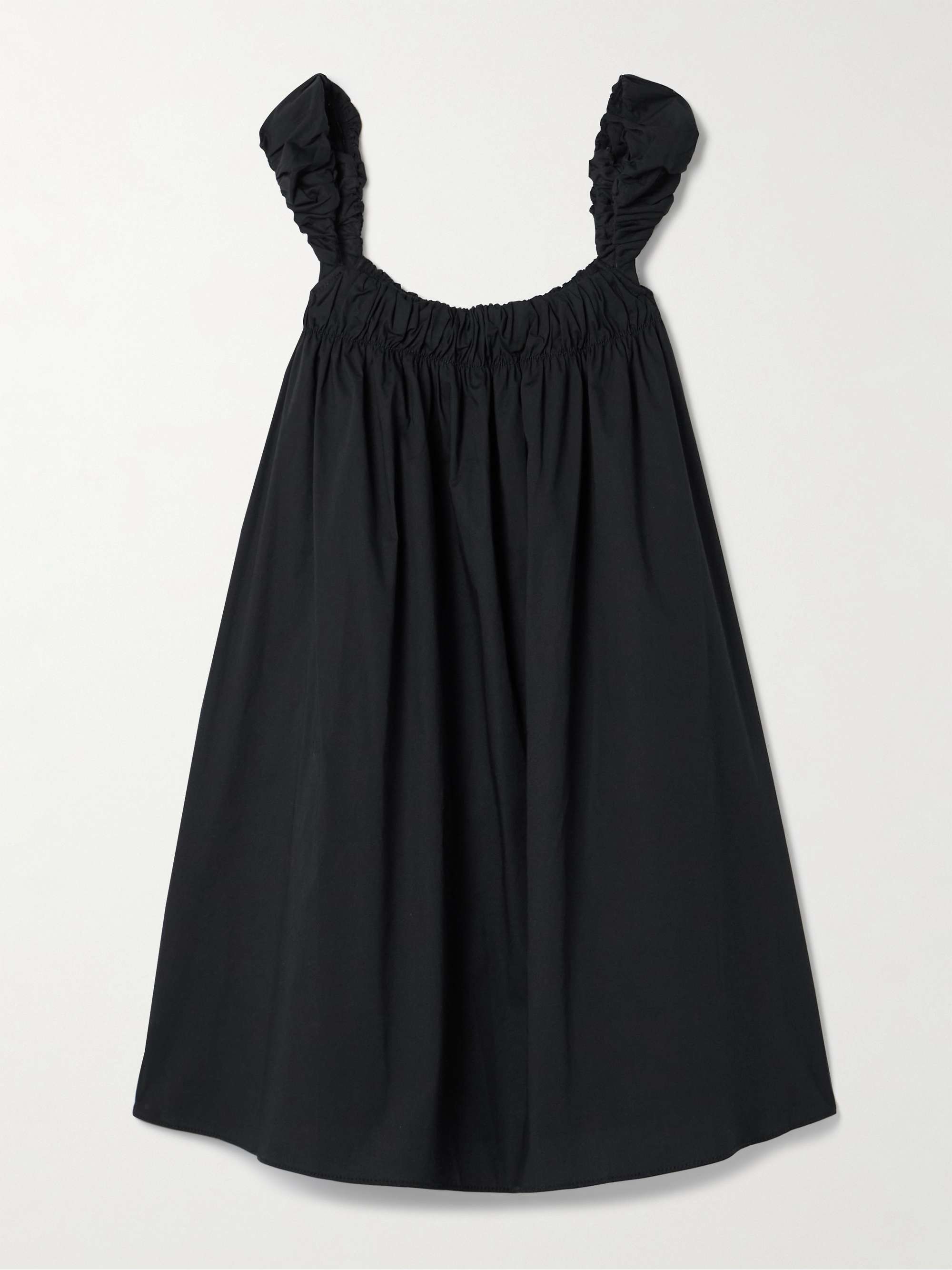 Beau Gathered Cotton-Blend Poplin Mini Dress