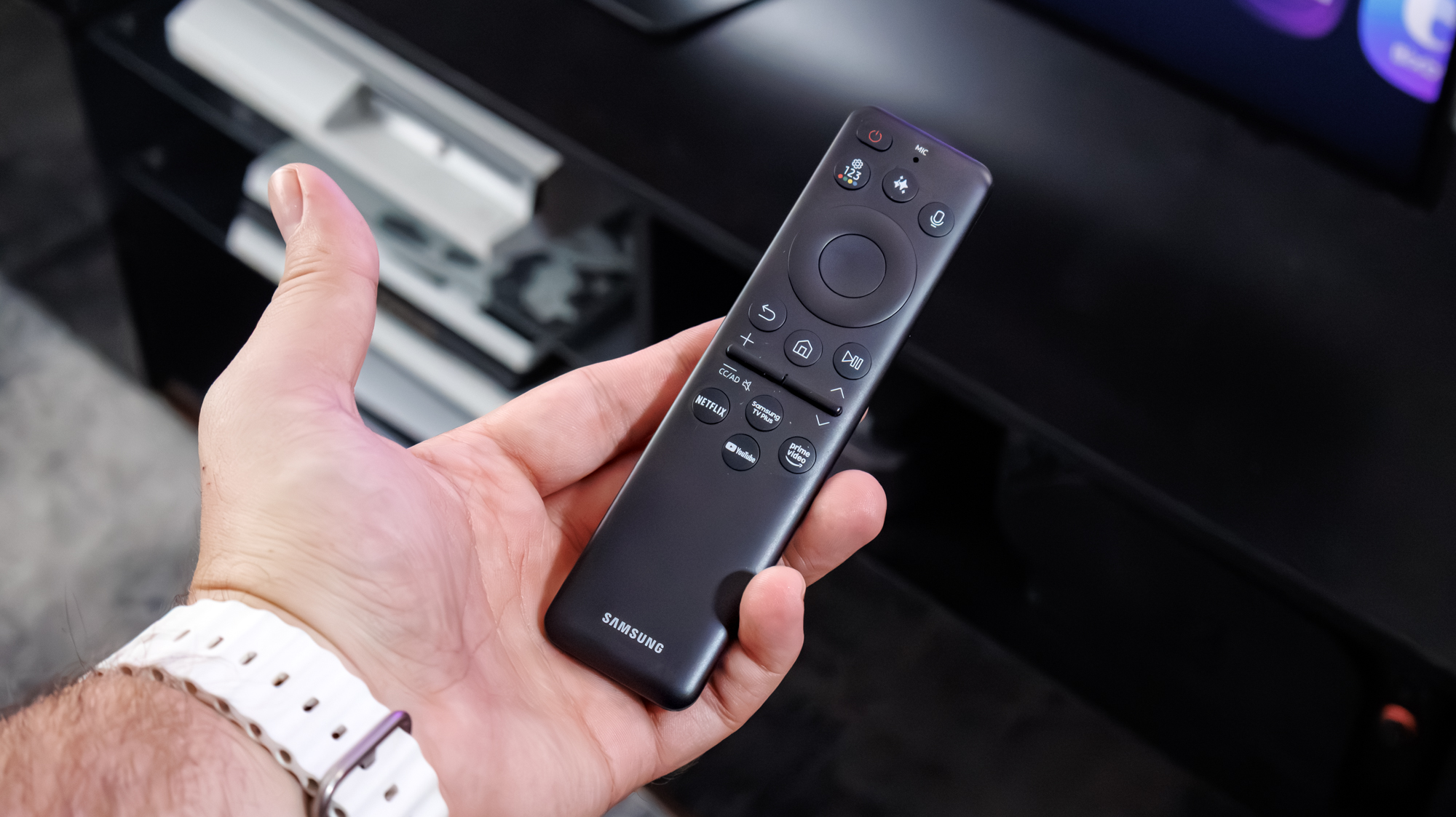 Samsung QN90F Neo QLED TV in a living room