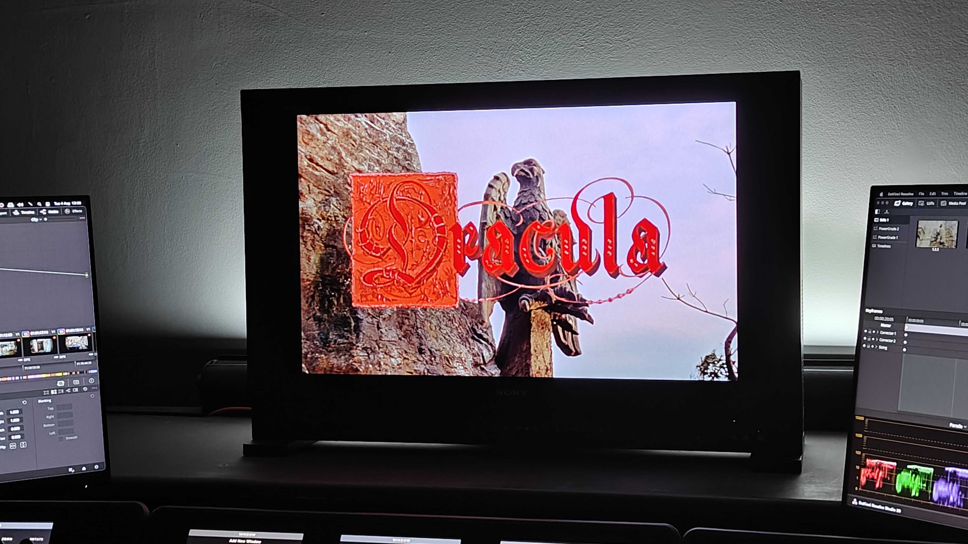 A screen displaying the restored version of the opening credits of Dracula.