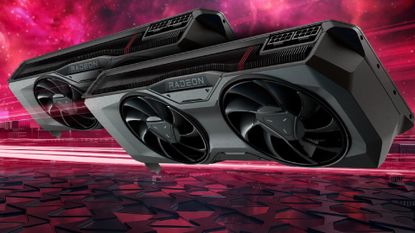 AMD Radeon RX 7800 XT and RX 700 XT with red backdrop