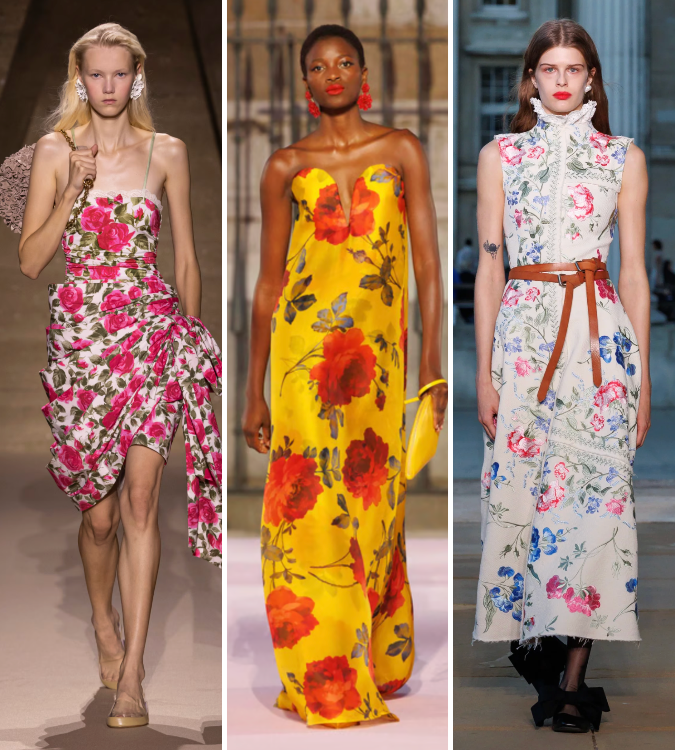 ss26 dress trends florals - Chlo&amp;eacute;, Carolina Herrera, Erdem