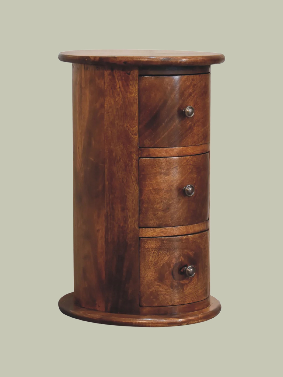 SIMPLY BEDSIDES, Classic Drum Chest Chestnut Finish in Mango Wood