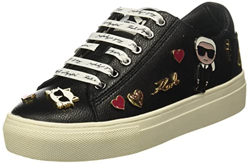 Karl Lagerfeld Women's Cate Lace Up Sneaker, Black, 6.5