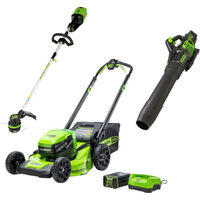 GreenWorks Ultimate Outdoor Combo Kit | Was $854.99, Now |$599.99 at Best Buy
If you are in need of some serious yard work then this kit could be what you need. This is a great deal, with a lawn mower, weed eater and leaf blower for $599.99. In terms of value, this is as good as it gets but the overall power and build quality of these machines is also great. The 21" self-propelled lawn mower will cut even the toughest lawns, and the leaf blower will make light work of cleaning even the heaviest debris. 