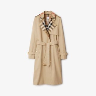 Burberry Long Check Collar Garbadine Trench