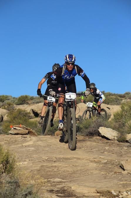 Cary Smith leads Dan Weber and Kyle Taylor at the True Grit 100