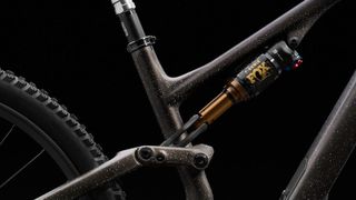 Shock detail on the Specialized S-Works Stumpjumper seen side on