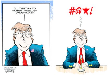 Political cartoon U.S. Trump testimony Russia investigation