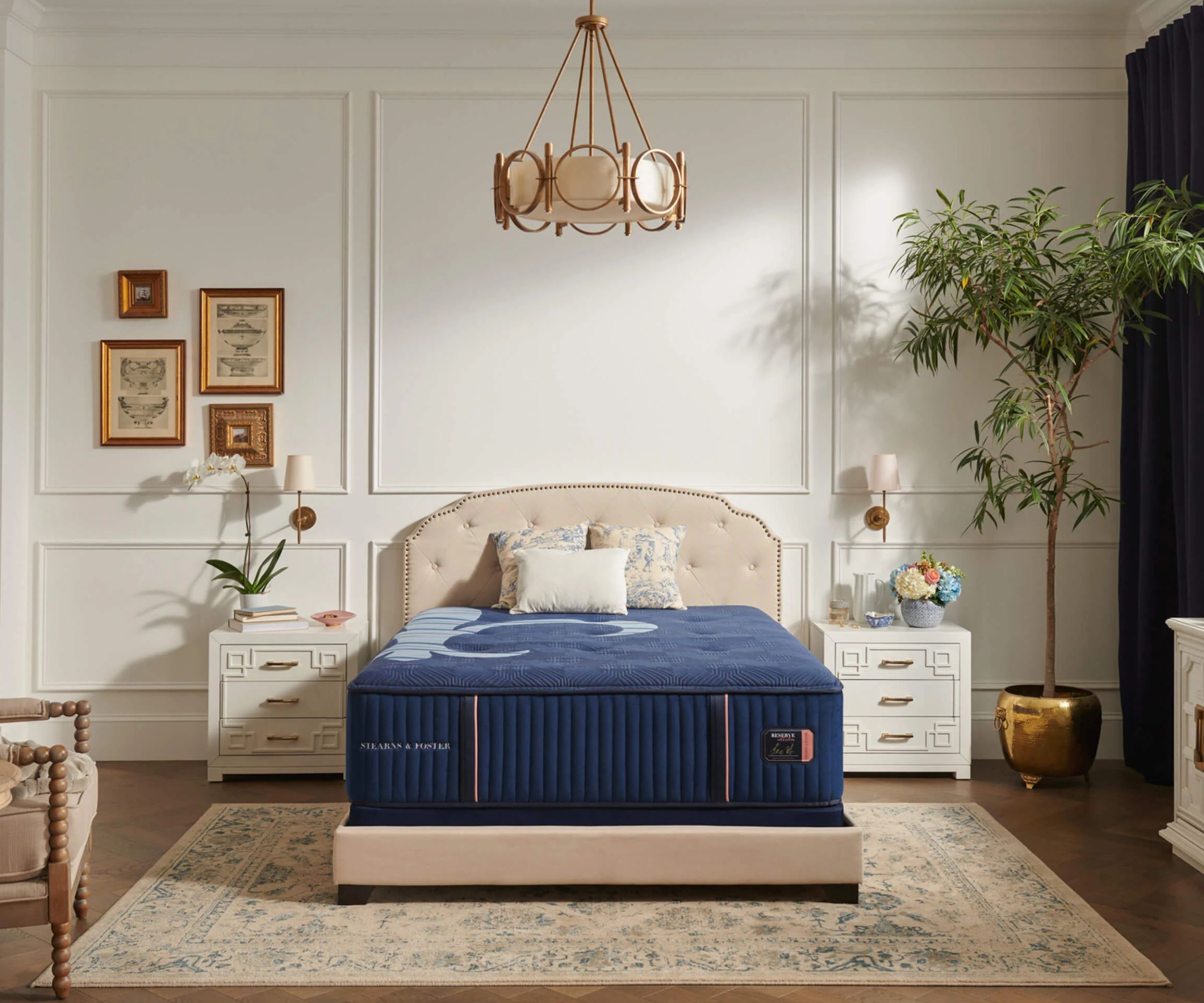 Stearns & Foster Estate Mattress on a bed against white walls.